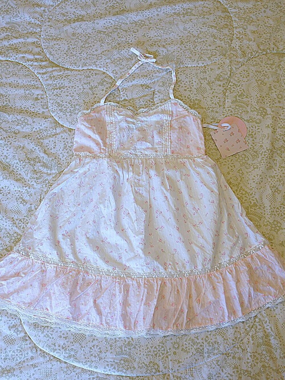 LoveShackFancy Women's Pink and White Dress  $54.00